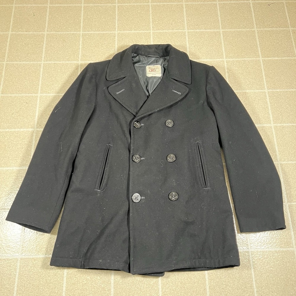 Mens Enlisted Pea Coat 100% Wool Made In USA Vintage US Navy Size 42R Military